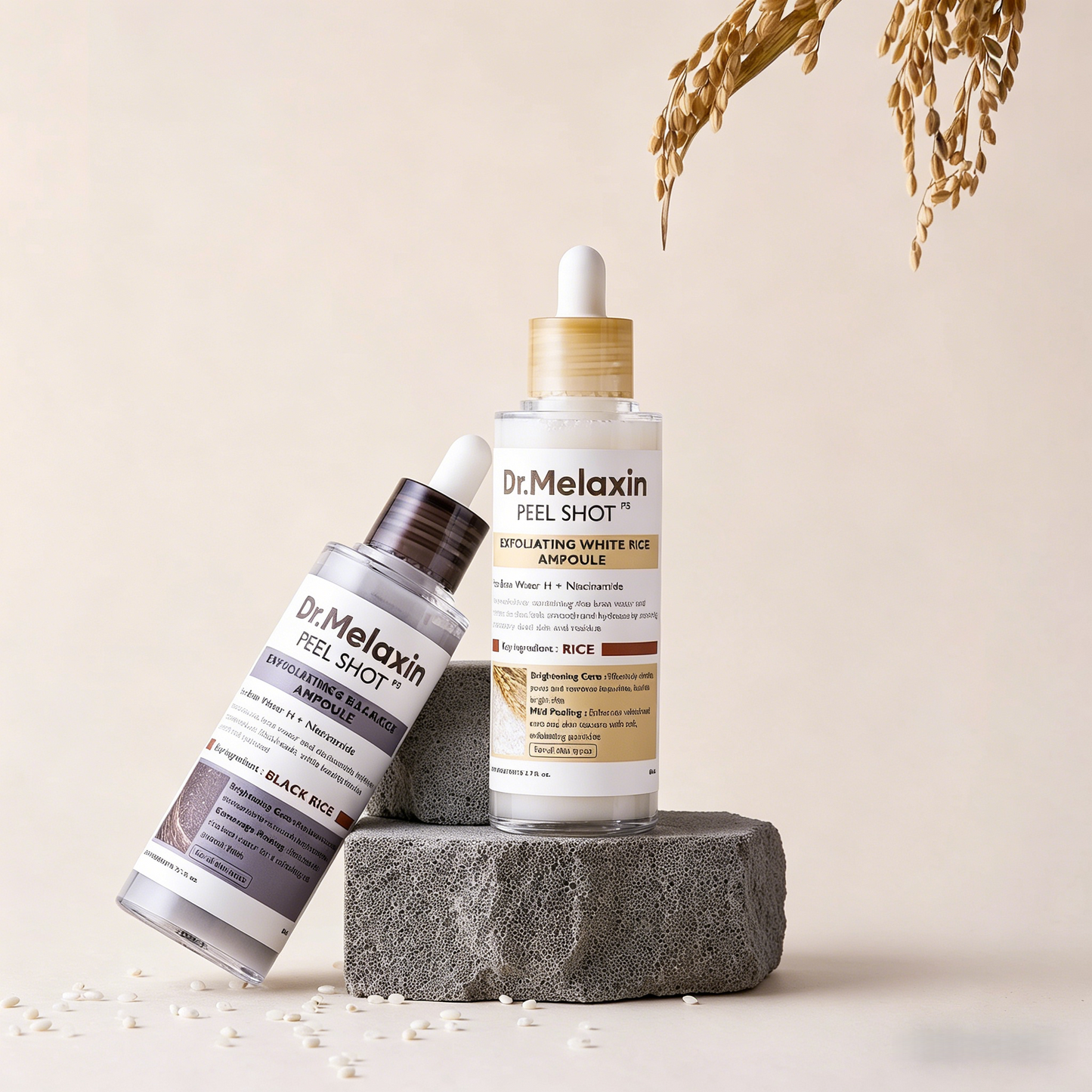 Dr.Melaxin Peel Shot Glow RicePeeling Ampoule Duo DailySoftExfoliating Face and BodyScrub Dead SkinCellsBlackhead Remover for AllSkin Types korean skin care