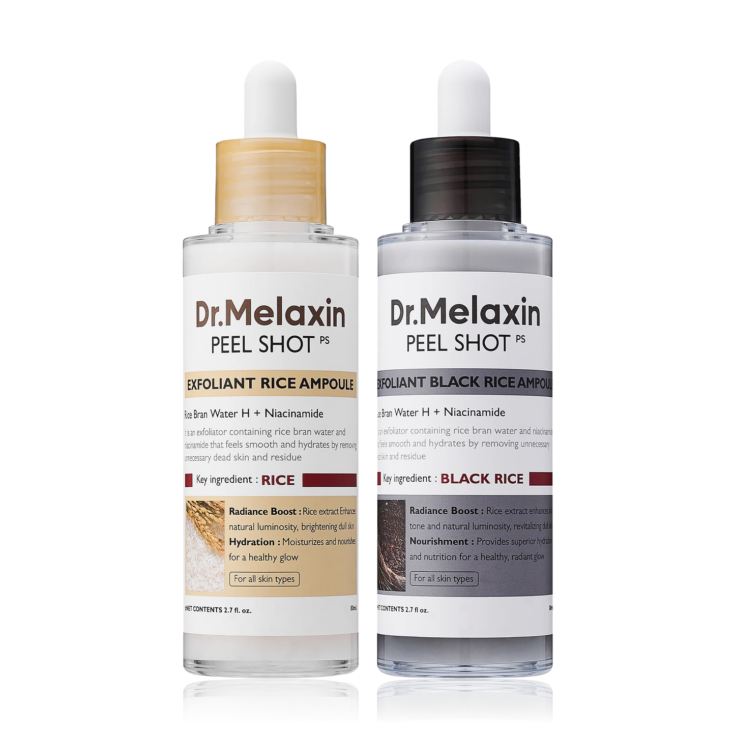 Dr.Melaxin Peel Shot Glow RicePeeling Ampoule Duo DailySoftExfoliating Face and BodyScrub Dead SkinCellsBlackhead Remover for AllSkin Types korean skin care
