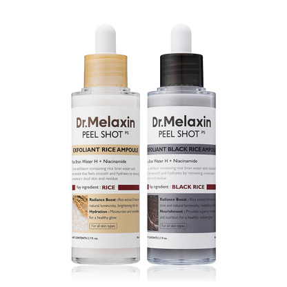 Dr.Melaxin Peel Shot Glow RicePeeling Ampoule Duo DailySoftExfoliating Face and BodyScrub Dead SkinCellsBlackhead Remover for AllSkin Types korean skin care