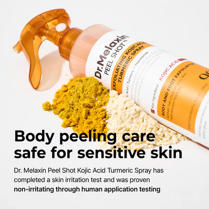Dr.Melaxin Body Keratin CareKojic Acid Turmeric Spray withAHA & PHA, Gentle BodyBrightening & ExfoliatingPeeling Solution for Dead SkinCells & Texture, KoreanSkincare,6.76 fl.o