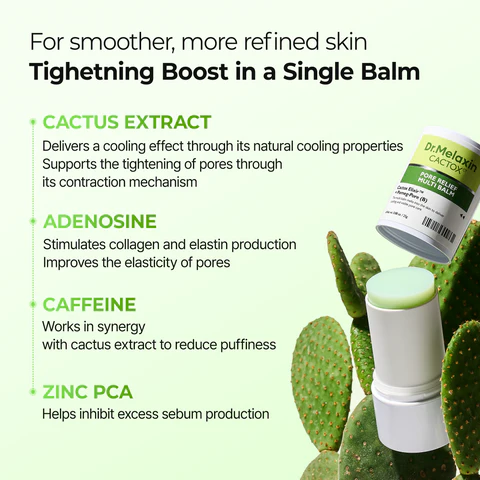 Dr.Melaxin Cactox & CalciumMulti Balm Pore Firming Duowith Cactus Cooling & Eye CareStick for Visible Pore Refiningand Skin Repair