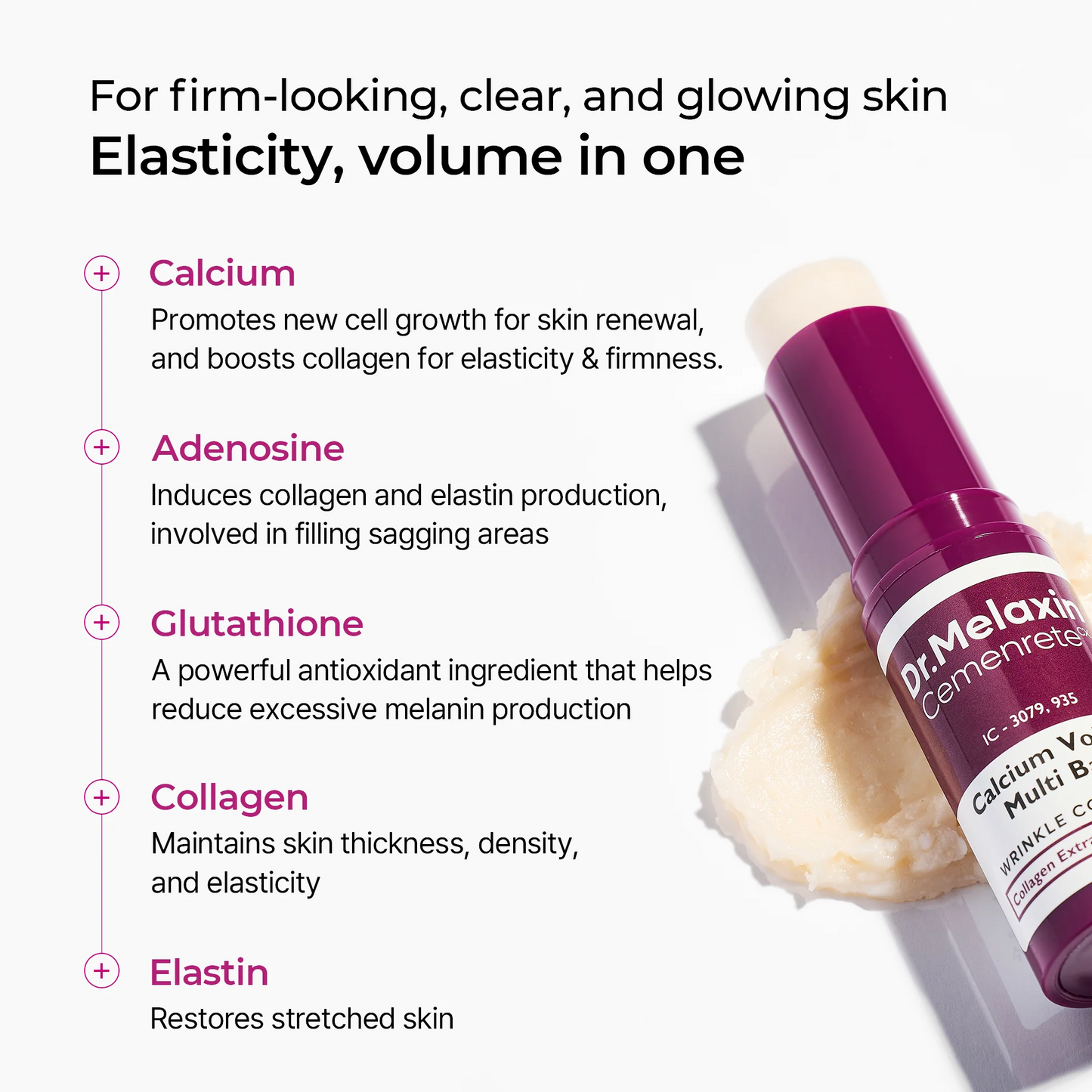 Dr.Melaxin Calcium Multi BalmStick, Collagen & ElastinWrinkle Stick, All-in-OneHydrating Balm, Eye & NeckBalm, Makeup Base & FaceMoisture Balm, KoreanSkincare
