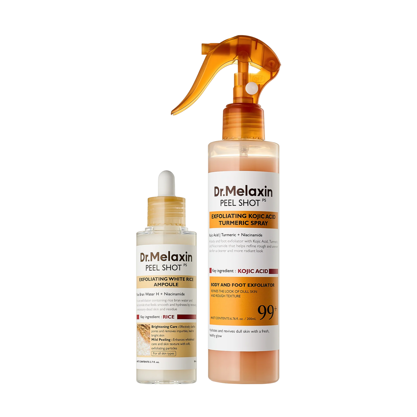 Dr.Melaxin Body & Face PeelShot Duo Glow Rice PeelingAmpoule Kojic Acid & Turmericspray