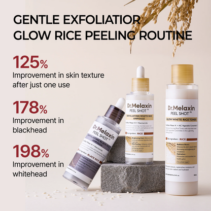 Dr.Melaxin Peel Shot Glow RicePeeling Ampoule Duo DailySoftExfoliating Face and BodyScrub Dead SkinCellsBlackhead Remover for AllSkin Types korean skin care
